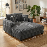 HOMCOM Chaiselongue 2 Sitzer Groß Schlafsofa 134 x 151 cm mit Becherhalter für Wohnzimmer, Grau – Produktabbildung 3
