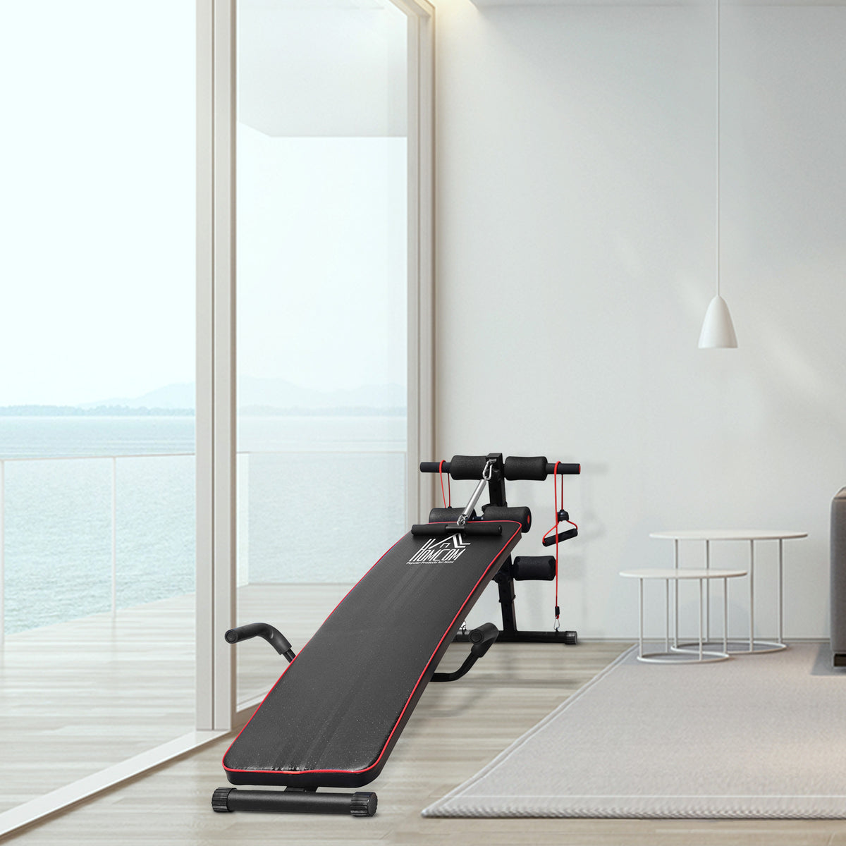 HOMCOM Sit Up Bank höhenverstellbar multifunktion Hantelbank mit 4/5-Fach Verstellbarer Beinfixierung – Produktabbildung 2