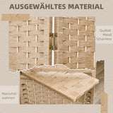 HOMCOM 4-teiliger Paravent, 160 x 170 cm, faltbare Trennwand mit 2 Regalen, Naturholz – Produktabbildung 7