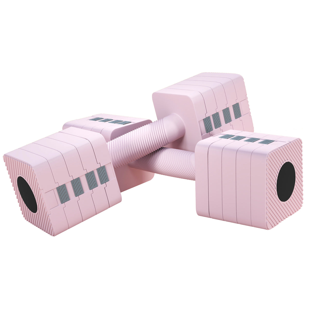 Verstellbare Hantel, 2 x 5kg Hanteln mit rutschfest Griff, Quadratisch Kurzhantelset aus Stahl Rosa