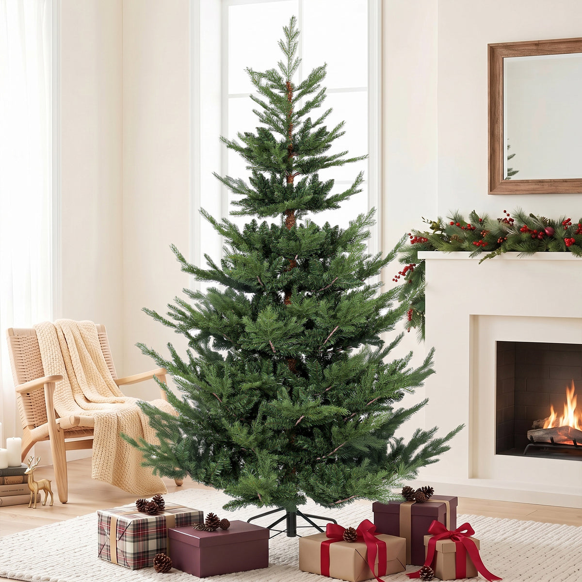 HOMCOM Weihnachtsbaum, Kunsttanne, realistisches Aussehen, schneller Aufbau, Kunststoff, Grün, 140 x 140 – Produktabbildung 2