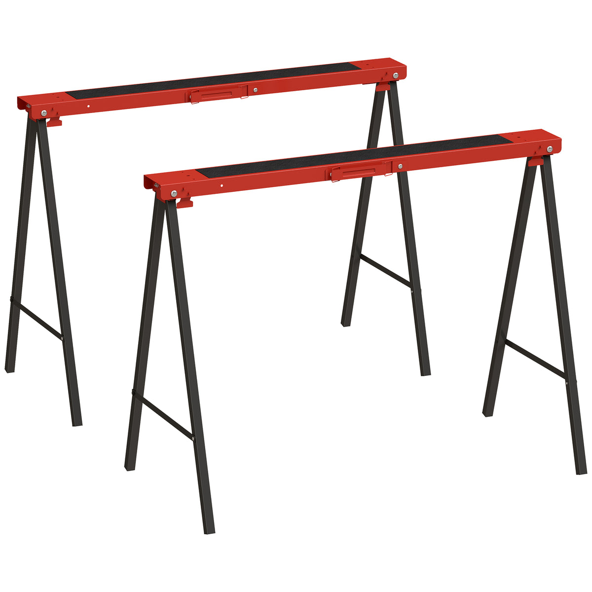 2er-Set Arbeitsbock, Handwerks-Ständer, bis zu 250 kg belastbar, Metall, Rot