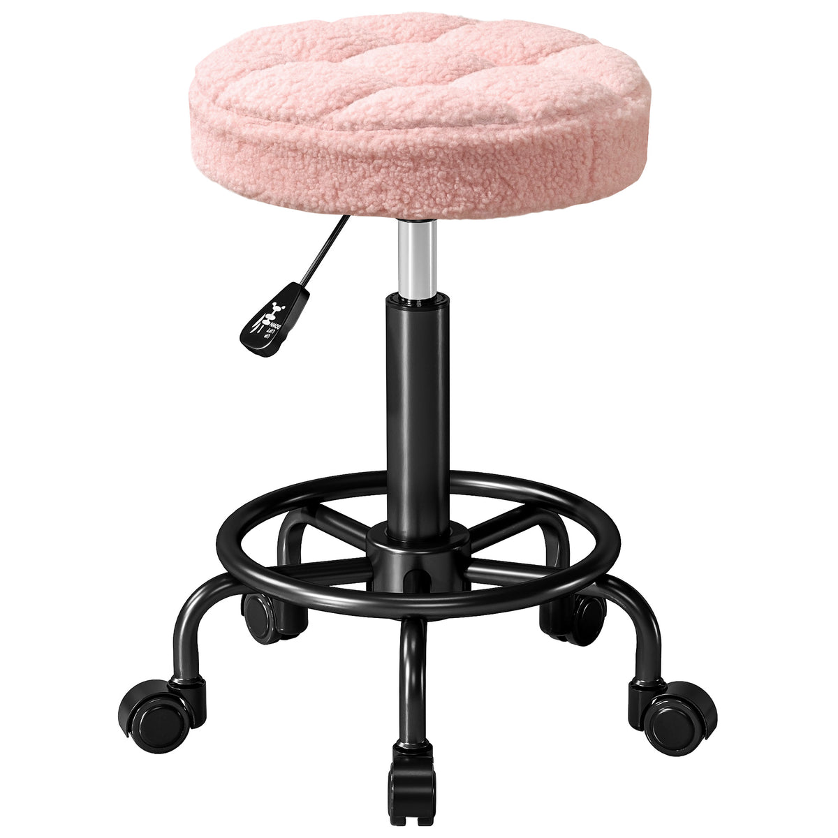 HOMCOM Rollhocker höhenverstellbar Drehhocker 55-66 cm Arbeitshocker 360° drehbar Ø50 x 50-66 cm Rosa