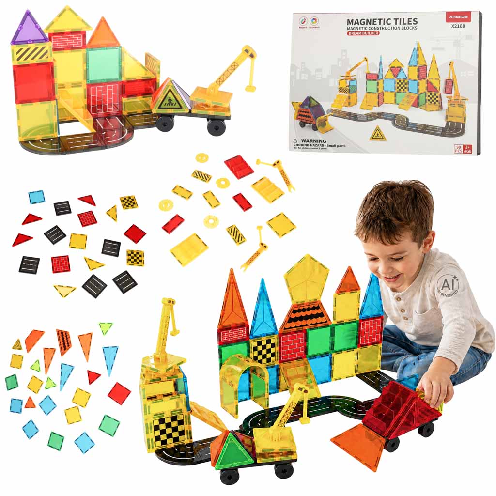 IKONKA 3D-Magnetbauklötze, 90-teiliges Set