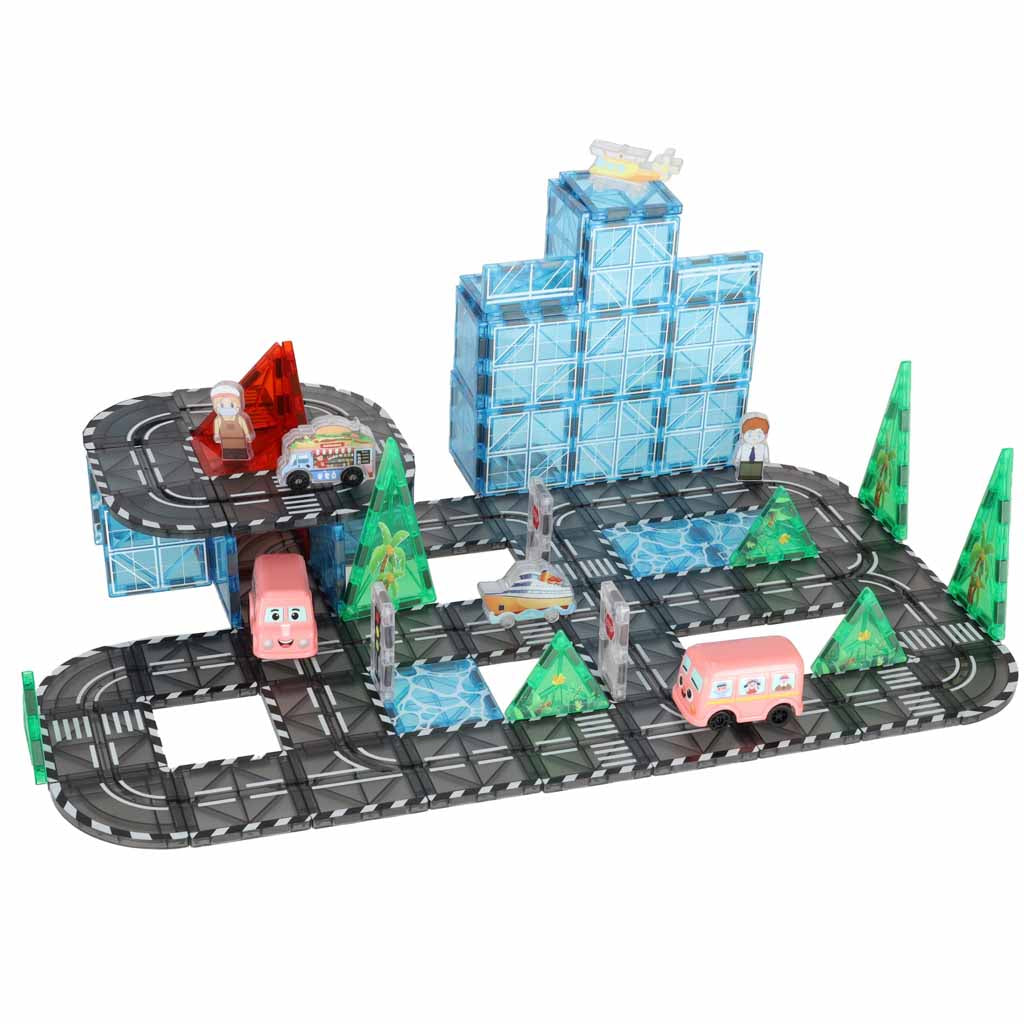 IKONKA 3D-Magnetbauklötze „Stadt und Autos“, 91 Teile – Produktabbildung 2