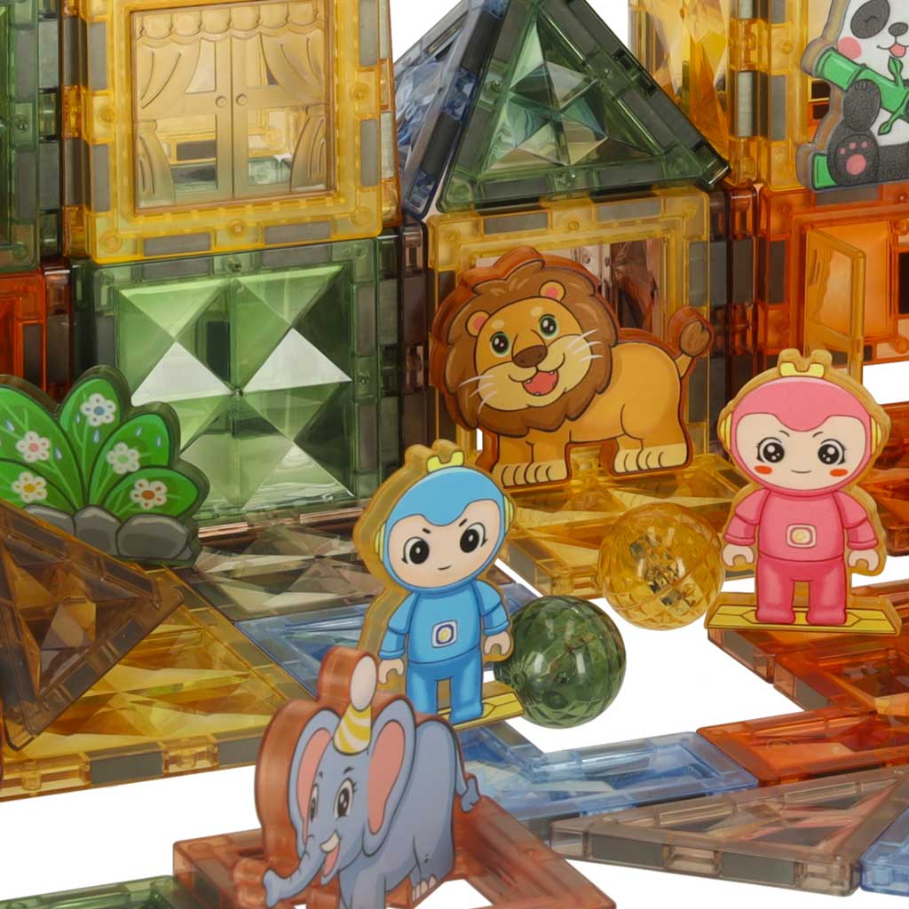 IKONKA 3D magnetische Bauklötze leuchtender Tierpark 124 el – Produktabbildung 2