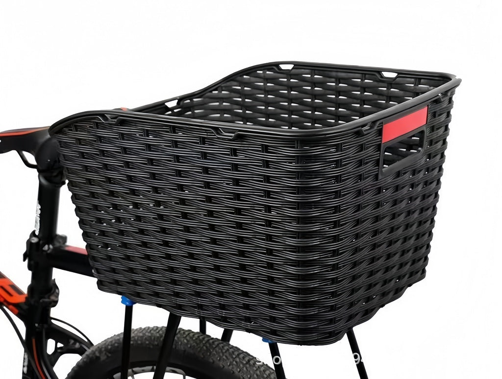 IKONKA Rattan Gepäckträger Fahrradkorb mit Reflektor
