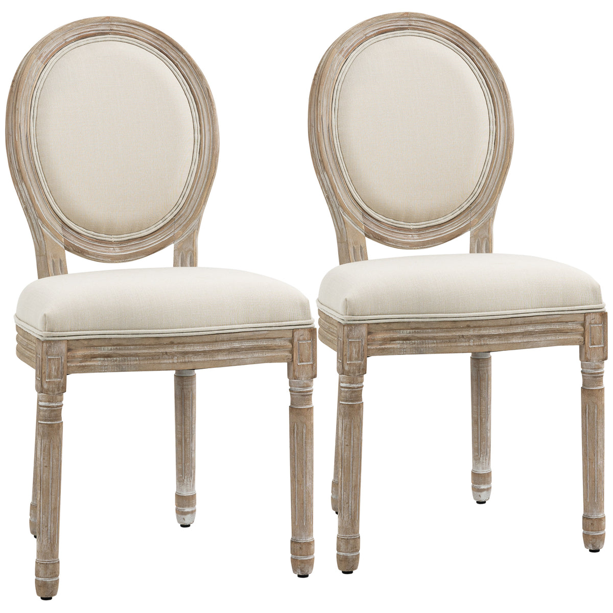 HOMCOM Esszimmerstühle 2er Set Küchenstuhl mit Rückenlehne, Linenoptik, Sessel Polsterstuhl, Stühle