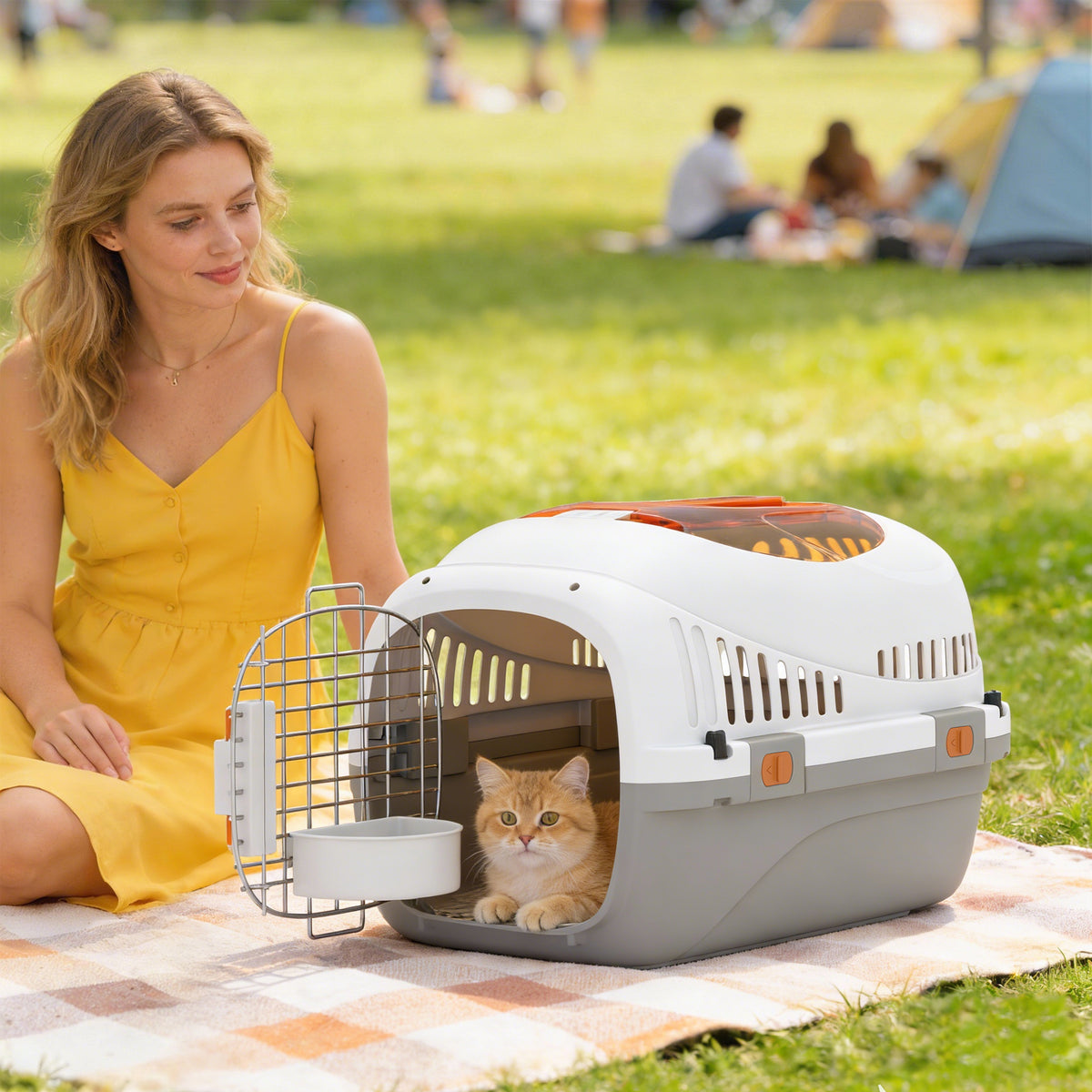 PawHut Transportbox Hundetransportbox für Katze Miniaturhunde bis 4kg Hundebox mit Dachöffnung – Produktabbildung 2
