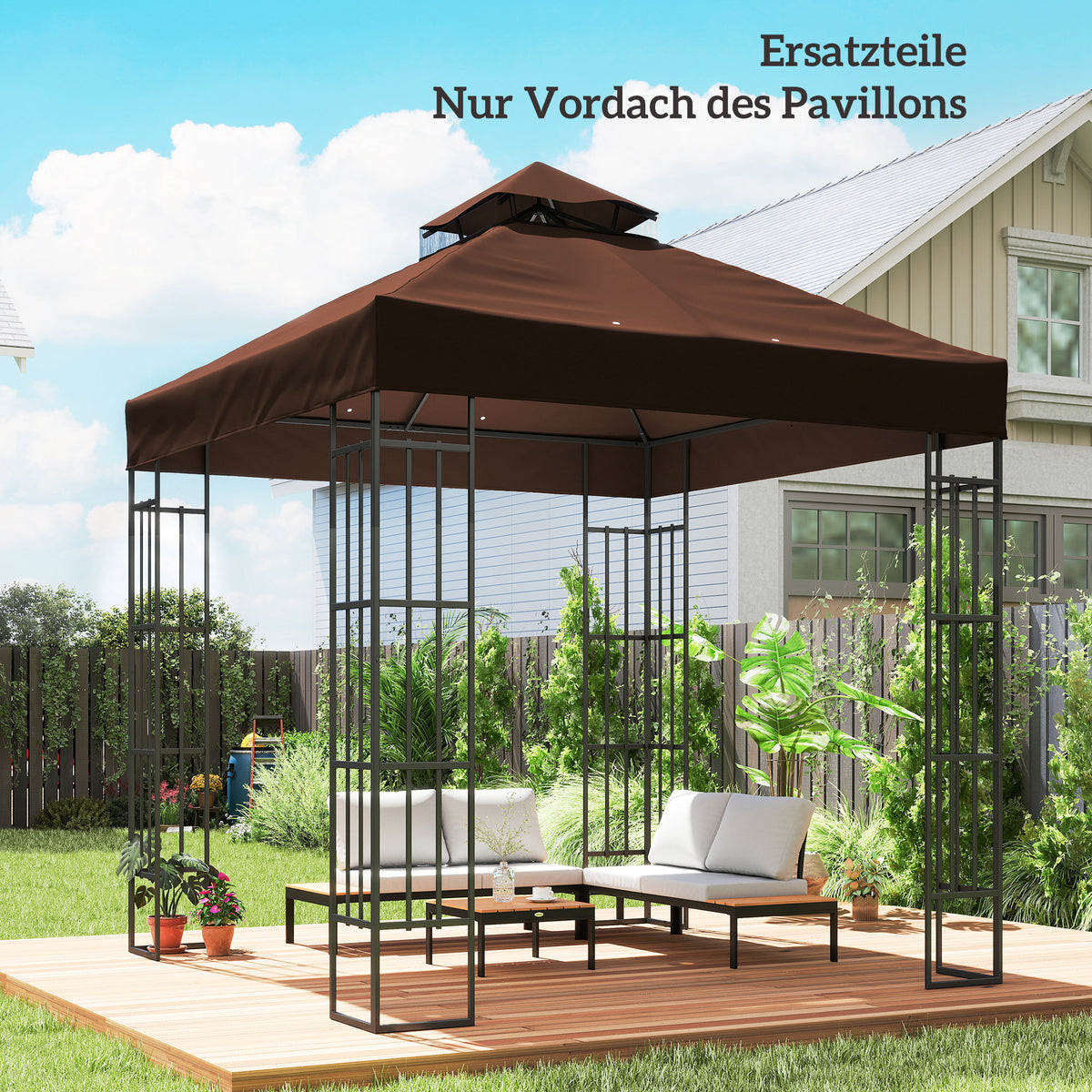 Outsunny 3 x 3 m Ersatzdach für Pavillon, Pavillon-Ersatzplane mit Wasserablauf-Löchern, UPF30+ – Produktabbildung 2