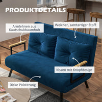 HOMCOM Schlafsofa 2er-Sofa Samtsofa, Schlaffunktion, inkl. 2 Kissen, Samtoptik, Natur + Blau – Produktabbildung 6