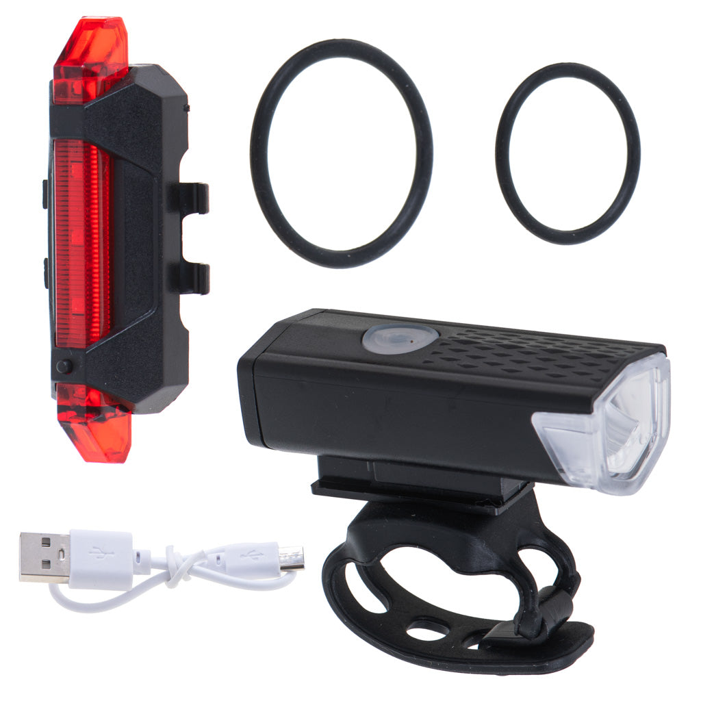 Rallex LED-Fahrradlampe hinten-vorne Set USB