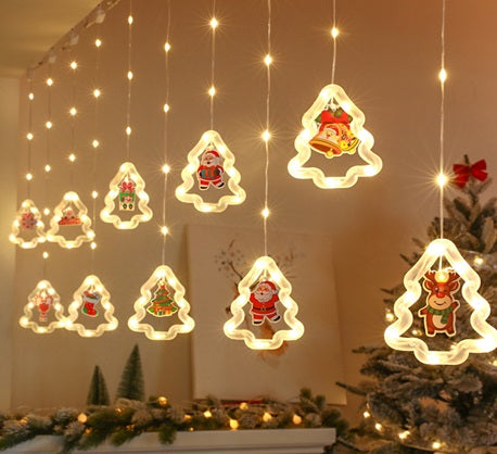 IKONKA LED Weihnachtsbaum Bild Vorhang Lichter 3m 10 USB Glühbirnen
