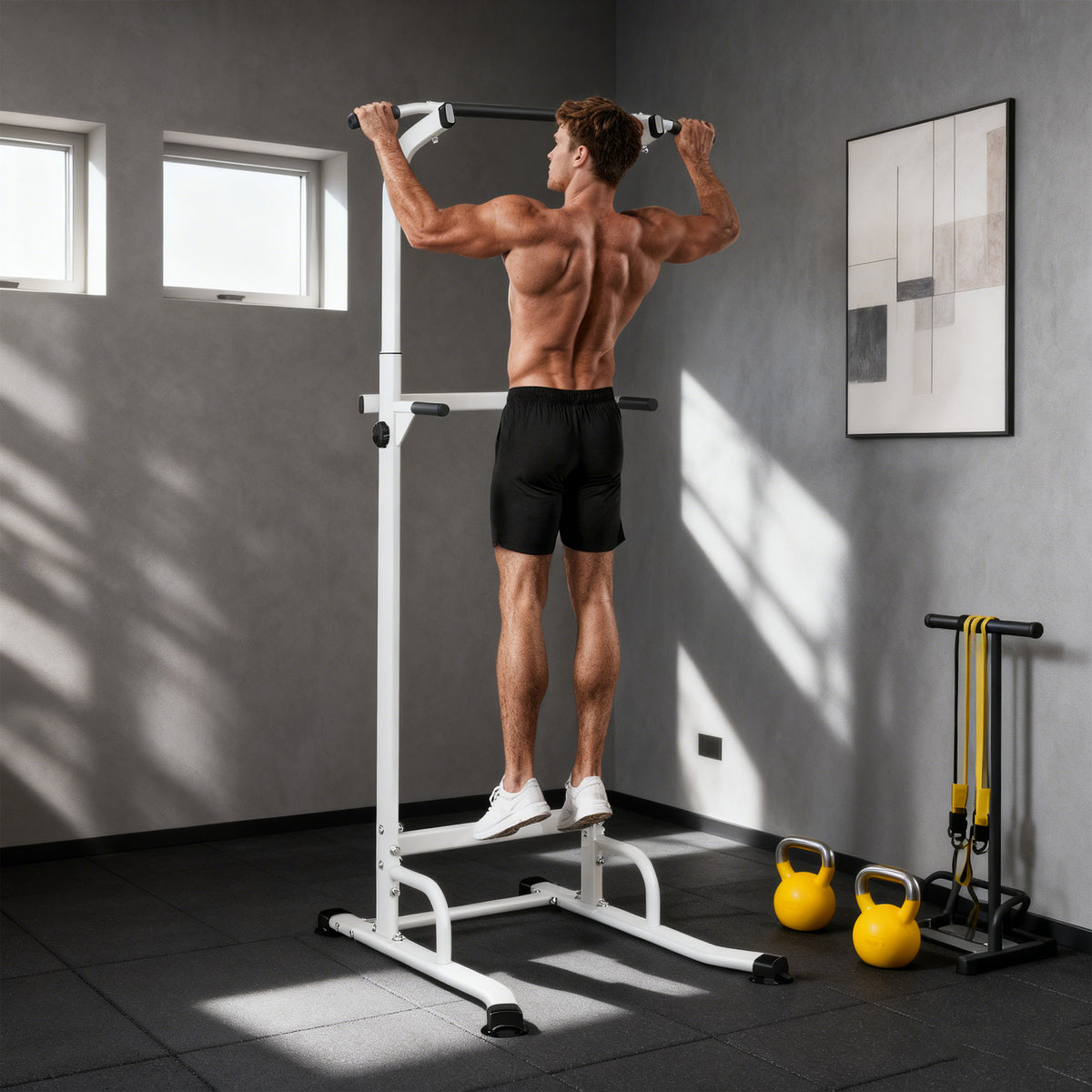 Power Tower höhenverstellbar 176,5-227 cm Dip-Station multifunktional mit Stahlrahmen 120 kg – Produktabbildung 2