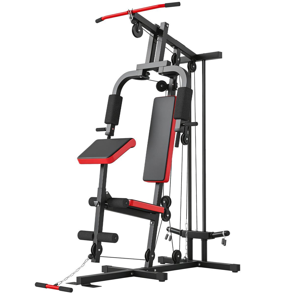 Kraftstation Fitnessstation mit Latzug, Butterflystange, verstellbar Preacher Bank, Beintrainer, bis 120kg