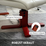 HOMCOM Relaxsessel mit Hocker, Lederoptik, neigbare Lehne, bis 150 kg, Cremeweiß – Produktabbildung 7