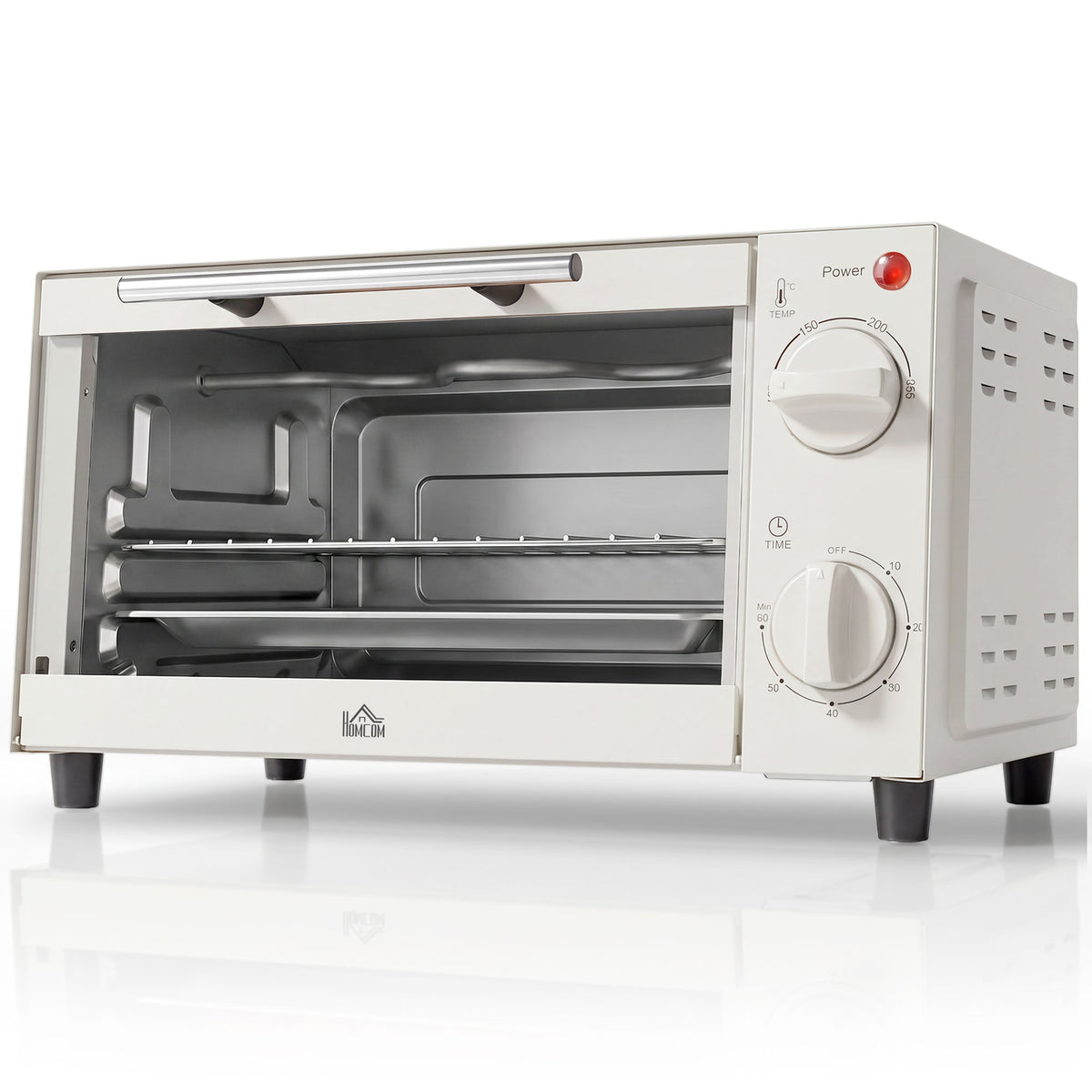 HOMCOM Minibackofen, 9 L Mini-Ofen mit Backblech, Grillrost, mit einstellbarer Temperatur und Garzeit