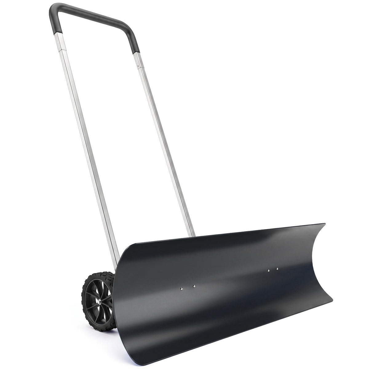 Outsunny Schneeschieber groß 95 cm extra breit Aluminium Schneeschaufel mit Rädern verstellbar & rutschfest