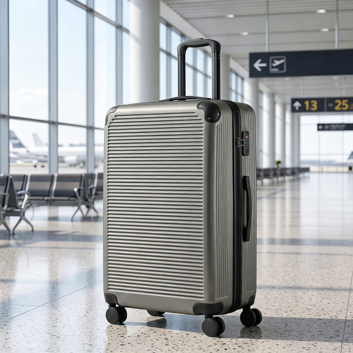HOMCOM Reisekoffer Hartschale erweiterbar Rollkoffer Trolley 4 Rollen TSA Schloss 77 cm Dunkelgrau – Produktabbildung 2