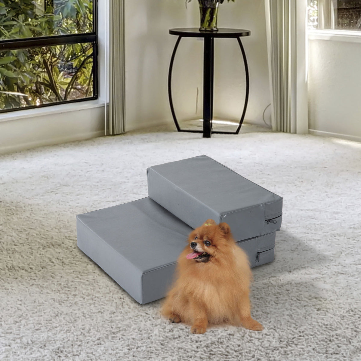 PawHut Haustiertreppe Tierunterlage 2 Stufen Klappbar bis 7 kg Hundetreppe Treppe Unterlage für Katzen – Produktabbildung 2