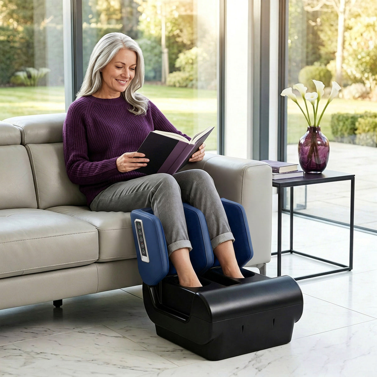HOMCOM 2-in-1 Beinmassagegerät mit Wärme, Luftkompression, Timer, 3 Modi & Intensitäten, Blau und – Produktabbildung 2