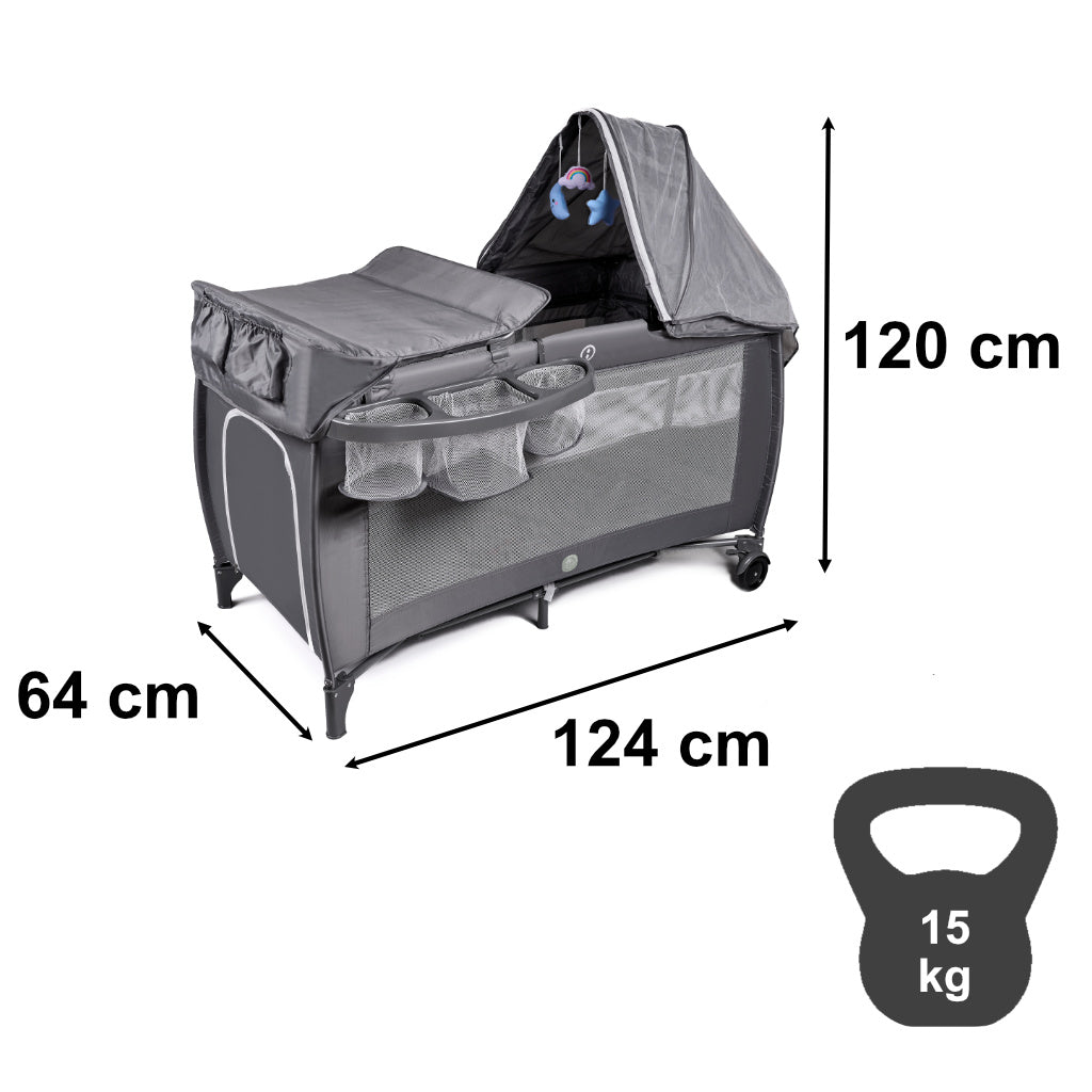 IKONKA Reisebett faltbar zweistufiger Wickeltisch max. 15kg – Produktabbildung 2