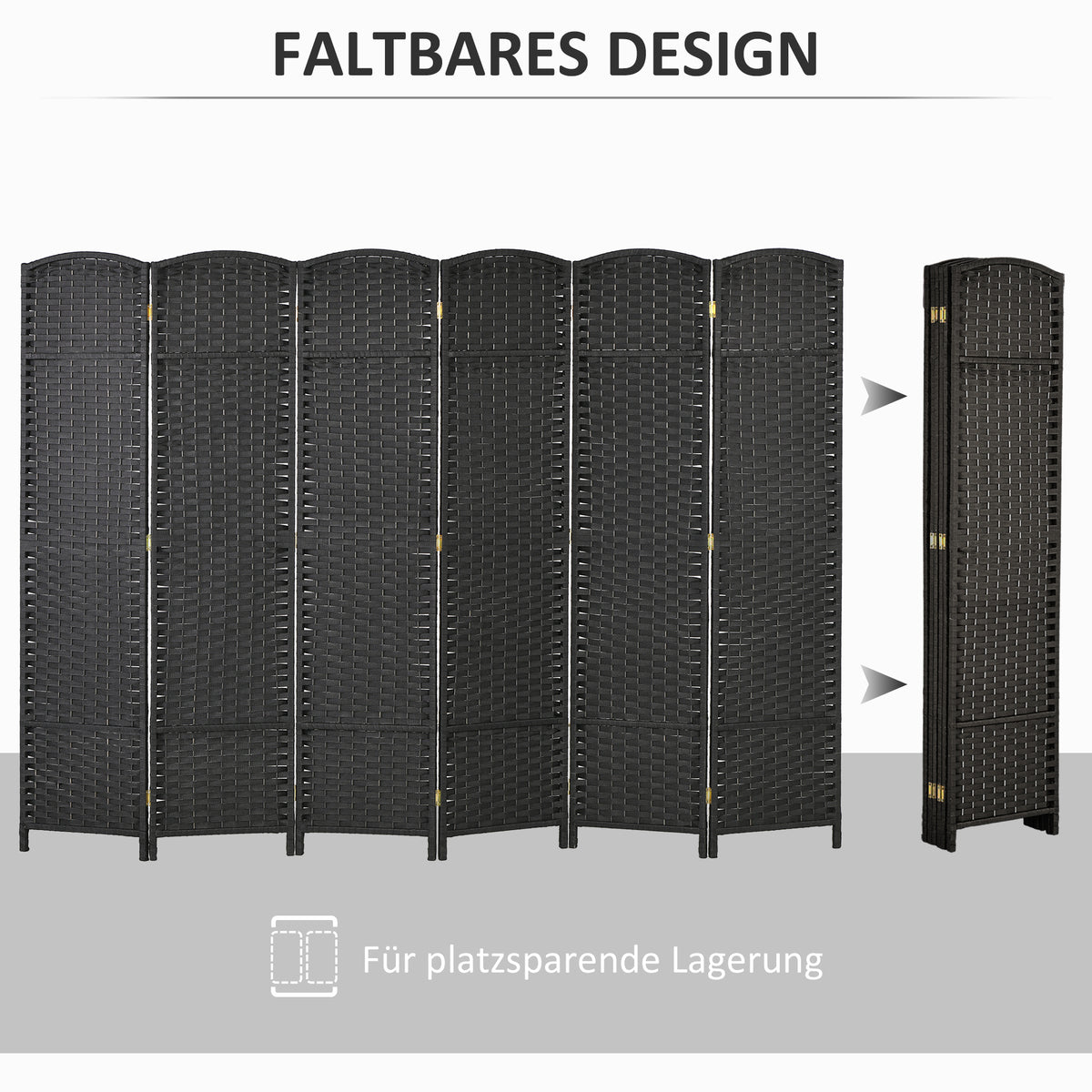 HOMCOM 6-teiliger Raumtrenner, Faltbarer Sichtschutz, Sichtschutzwand für Wohnzimmer, Schlafzimmer – Produktabbildung 5