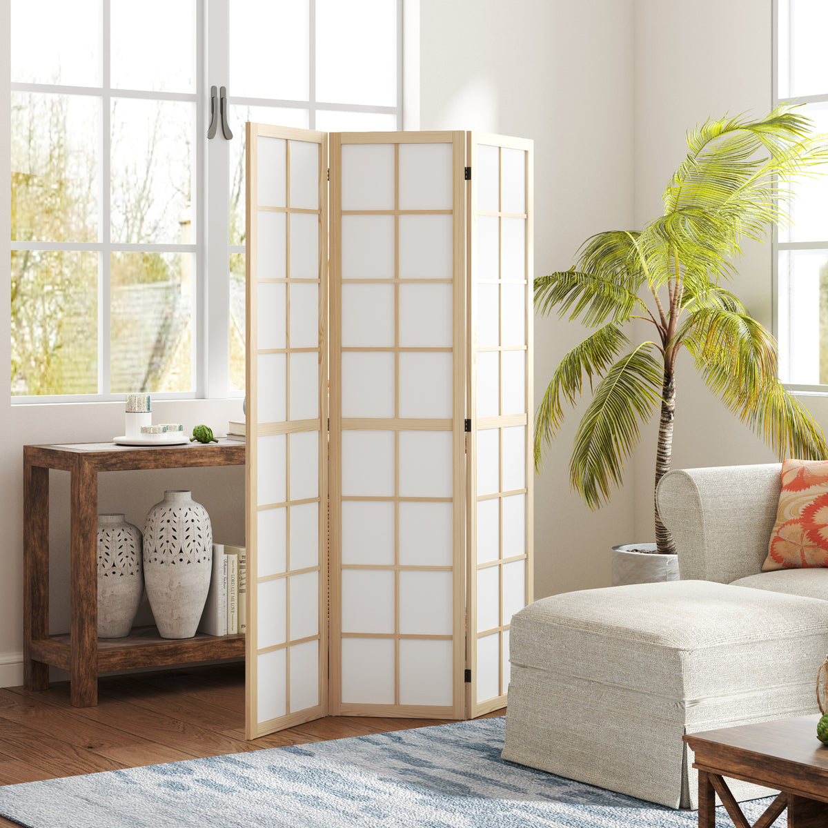 HOMCOM Faltbarer Raumtrenner, freistehender Sichtschutz für Wohnzimmer, Schlafzimmer, Büro, 120 x 170 cm – Produktabbildung 2