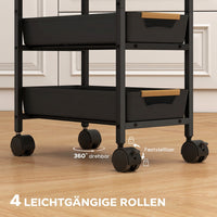 HOMCOM 5-stufiger Küchenwagen, Holzoptik, rollbar, Metallrahmen, 4 Schubladen, Schwarz – Produktabbildung 5