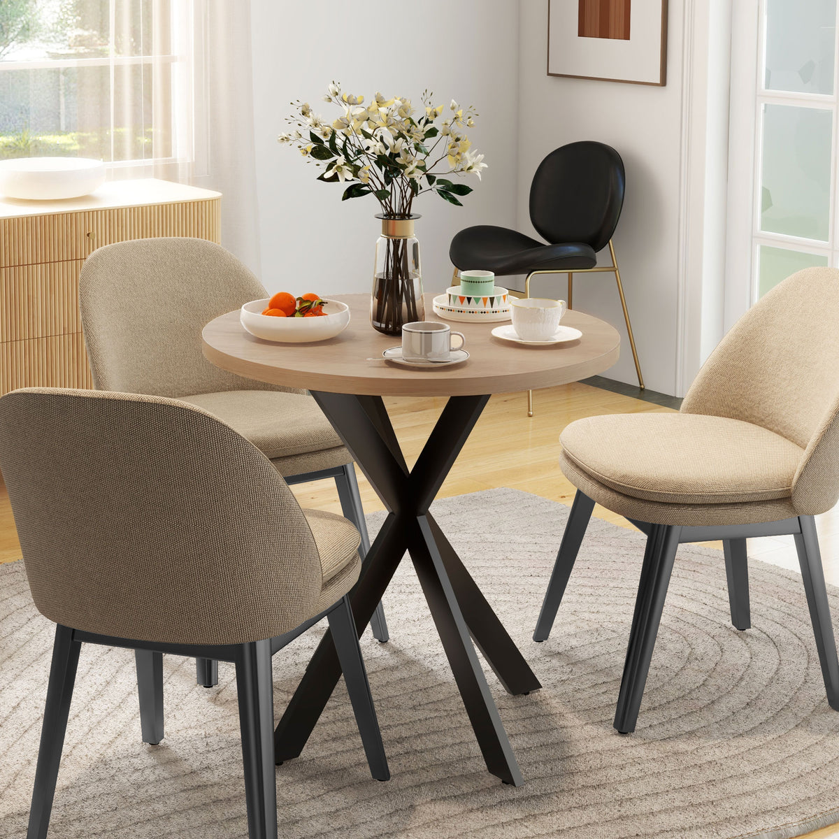 HOMCOM Esstisch 75 x 75 cm rund Küchentisch für 2-4 Personen modern Esszimmertisch mit Spinnenfuß Braun – Produktabbildung 2
