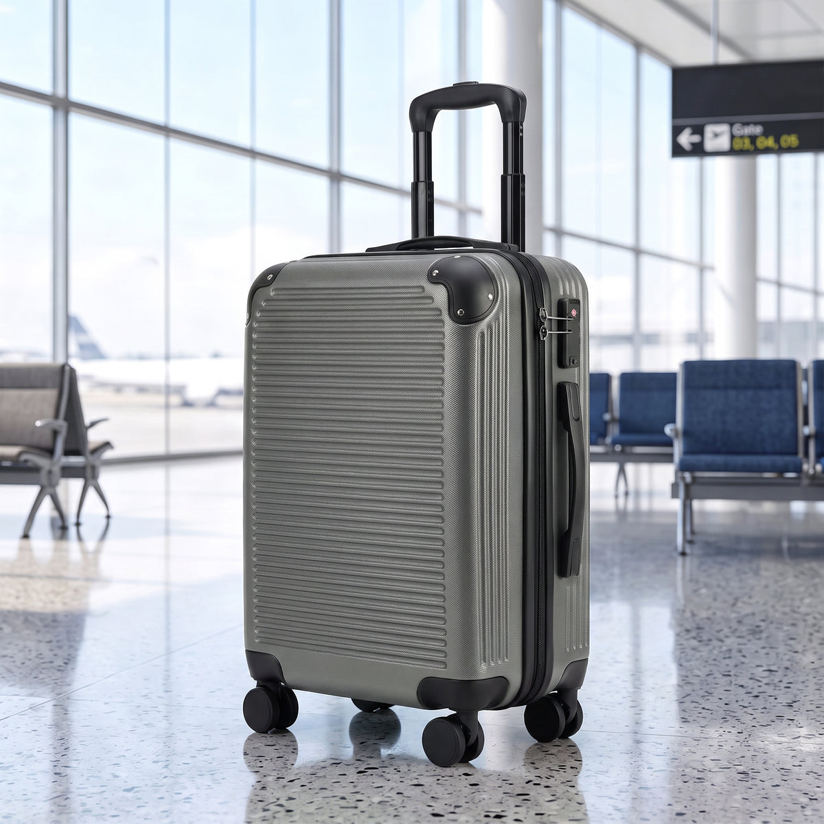 HOMCOM Reisekoffer Hartschale erweiterbar Rollkoffer Trolley 4 Rollen TSA Schloss 77 cm Dunkelgrau – Produktabbildung 2
