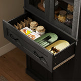 HOMCOM Küchenschrank, Buffet, Acrylfront, Schubladen, 76 x 40 x 182,5 cm, Schwarz – Produktabbildung 9