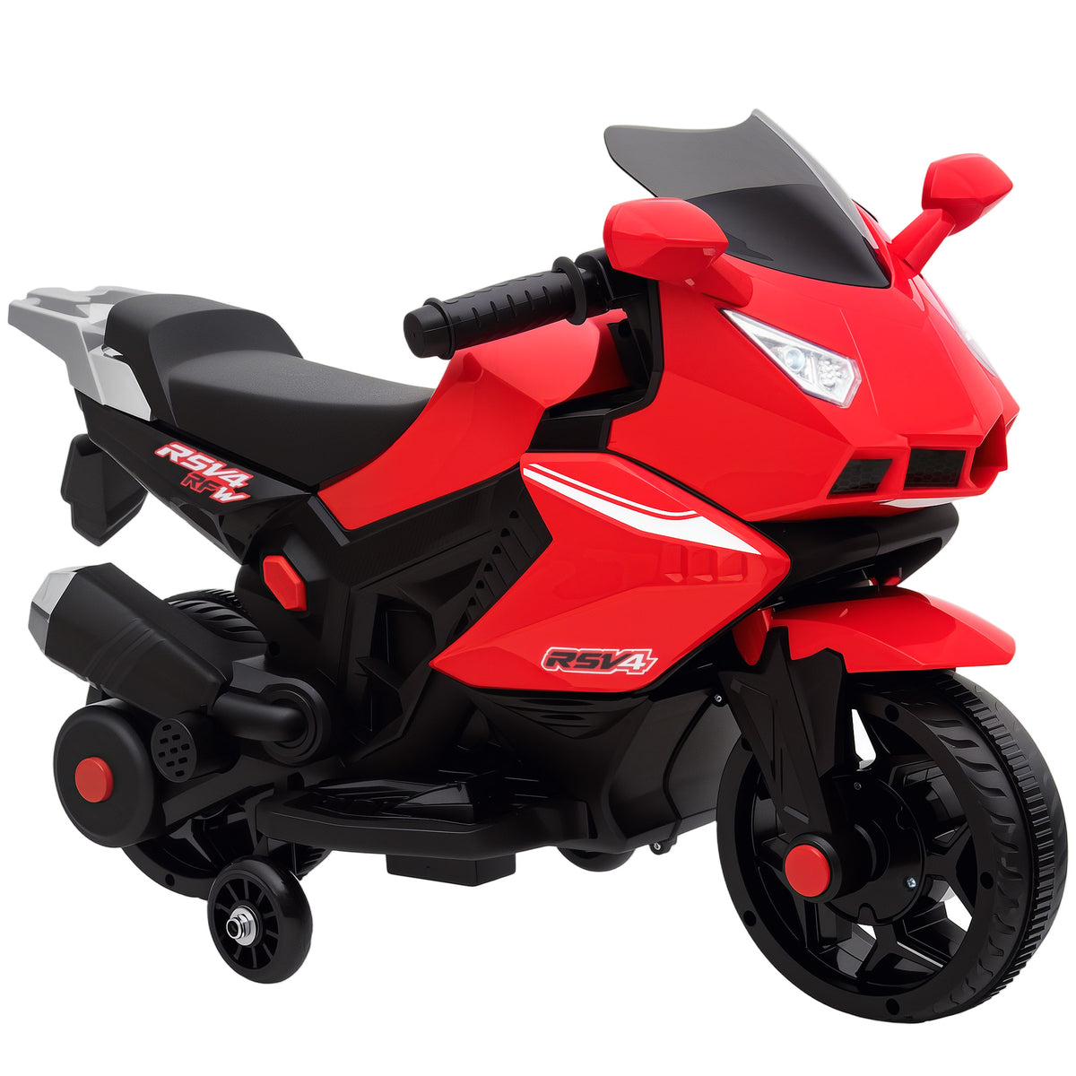 Elektro-Motorrad für Kinder, Hupe, Scheinwerfer, Musikfunktion, 2,5 km/h, Rot