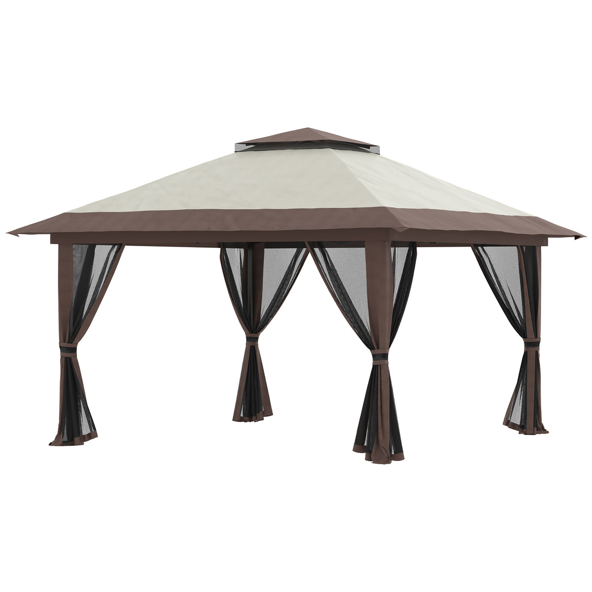 Outsunny Faltpavillon, höhenverstellbar, 4 Netzwände, Lüftungsdach, Tragetasche, Schnellaufbau, 4 x 4 x 3 m