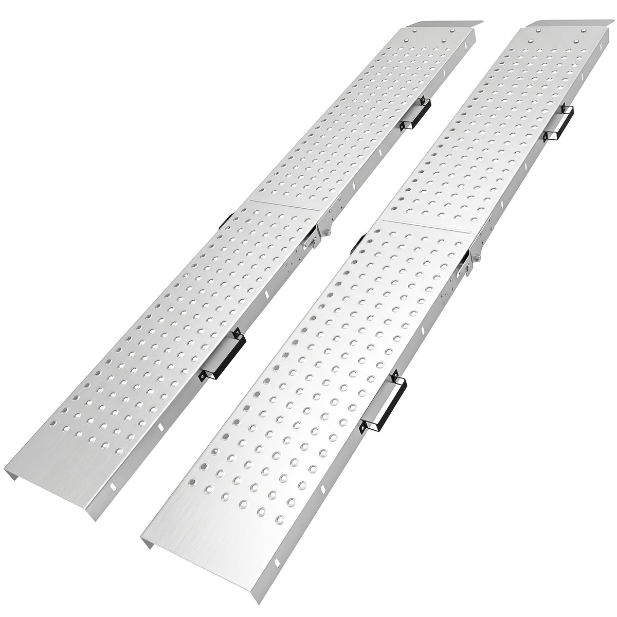 HOMCOM 2er-Set Klappbare Auffahrrampe Metall Schwellenrampe mit Griffen bis 400 kg, für Reifen bis 22,5 cm