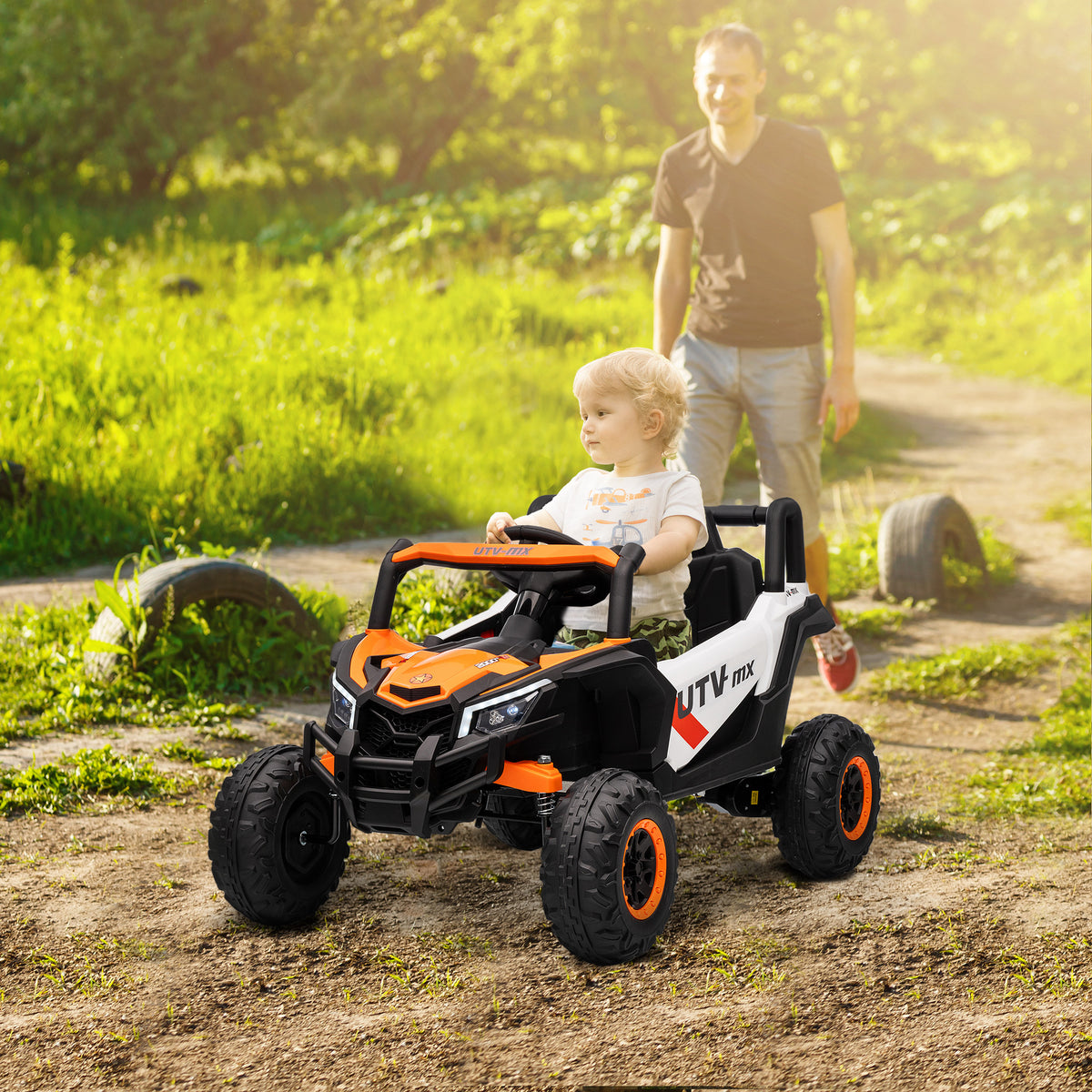 12V Elektroauto für Kinder, Fernbedienungsfunktion, Gurt, Hupe, LED-Lichter, USB-Port, für 3-5 Jahre – Produktabbildung 2