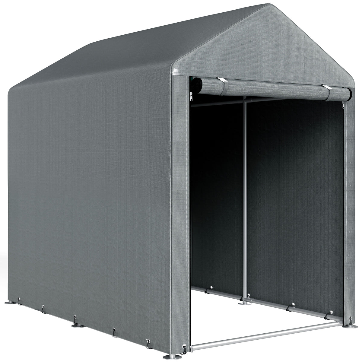 Outsunny Gartenschuppen, Lagerzelt, robust & wetterfest, Stahlrahmen, 1,2x1,8x1,6m, Dunkelgrau