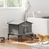 PawHut Katzenhaus klappbar Katzenhütte mit Kissen, Erhöhtes wasserabweisend Katzenhöhle 62 x 58,5 x 60 – Produktabbildung 3