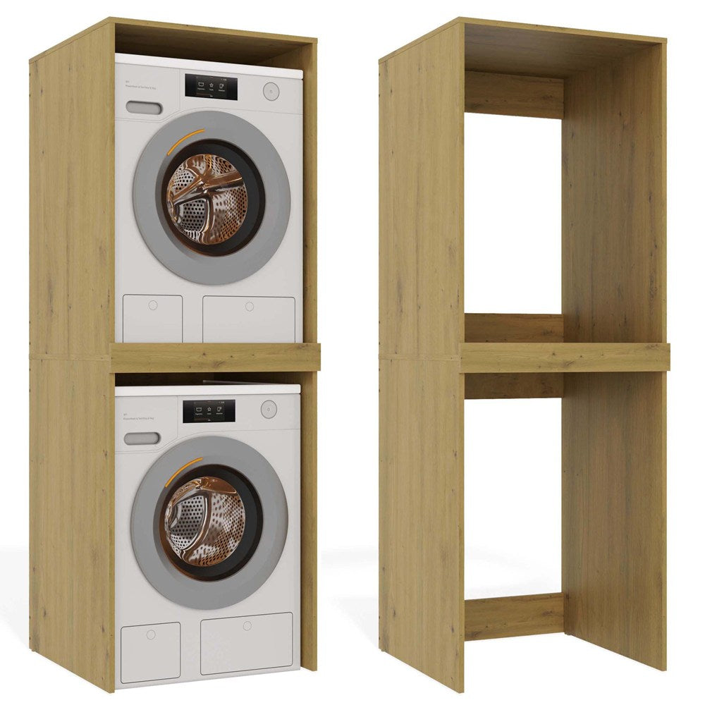 Badezimmerschrank für Waschmaschine und Trockner POLA TWIN Hochschrank EICHE ARTISAN