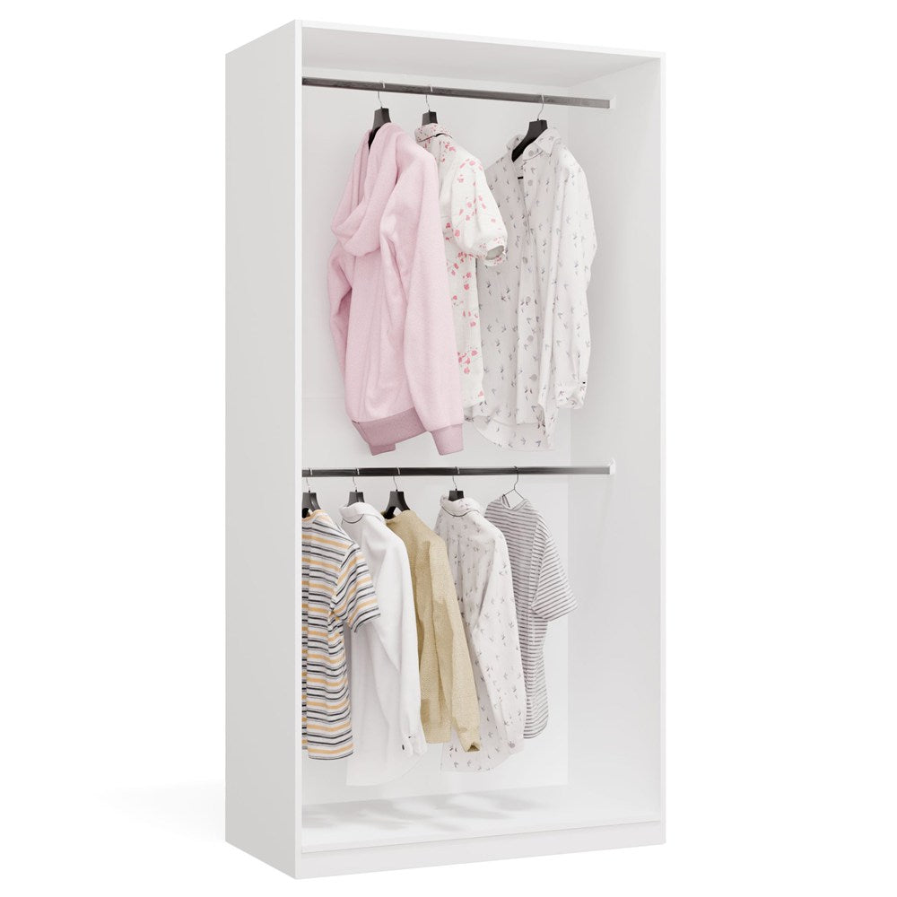 Garderobenschrank OPENO 2W WEISS Modular Regal mit 2 Kleiderstangen für Schlafzimmer