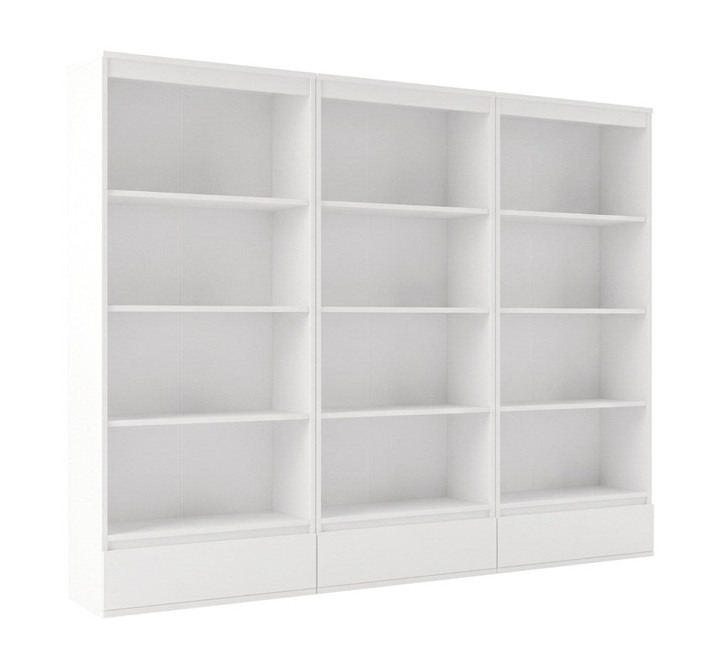 Büroregal Set 3x PALERMO Schrank 3 Schubladen 12 Ablagen für Büro WEISS