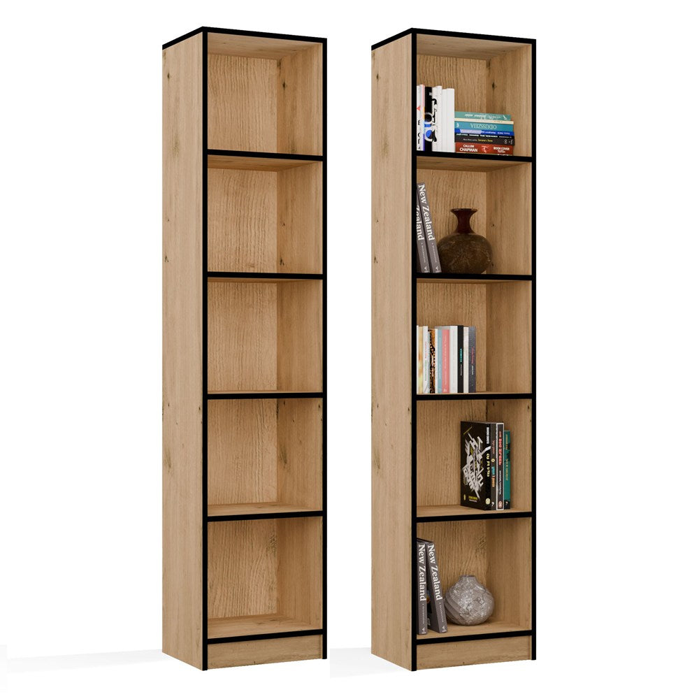 REGAL Schrank R40 für Bücher Ordner EICHE ARTISAN SCHWARZ 5 Ablagen für Büro