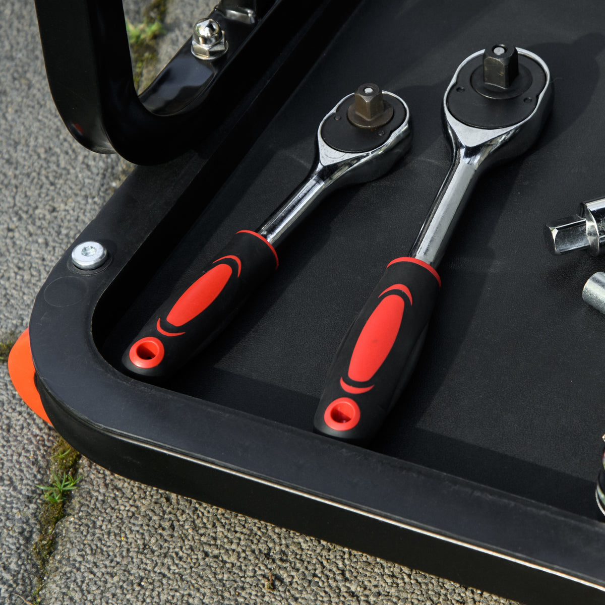 HOMCOM Werkstatthocker, robust & komfortabel, 38x35x37cm, Rot/Schwarz – Produktabbildung 8