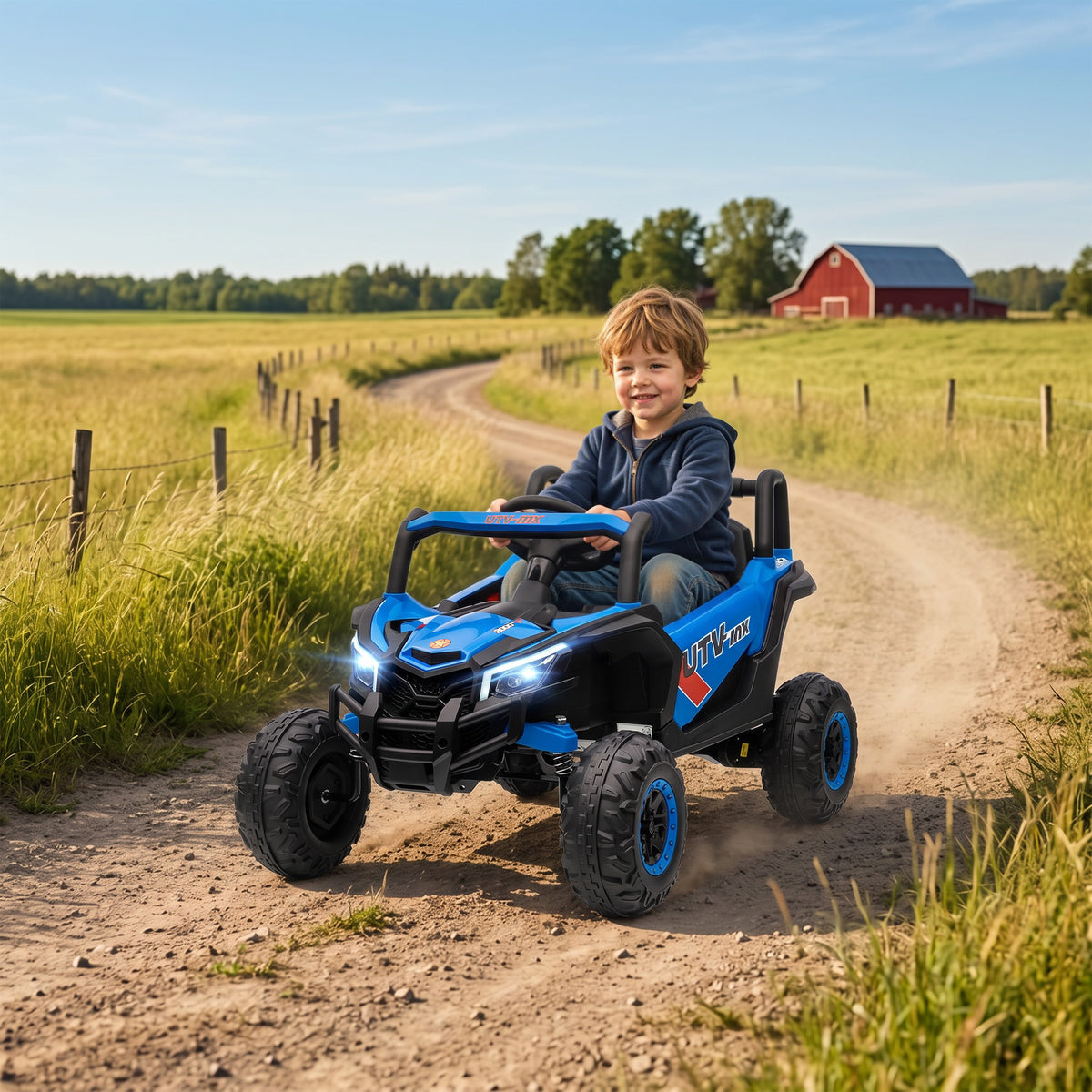 12V Elektroauto für Kinder, Fernbedienungsfunktion, Gurt, Hupe, LED-Lichter, USB-Port, für 3-5 Jahre – Produktabbildung 2