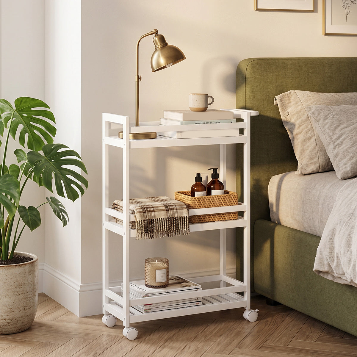 HOMCOM Servierwagen, 3 Etagen, Lamellenböden, Herausfallschutz, Bambus, 55 x 20 x 75 cm – Produktabbildung 2