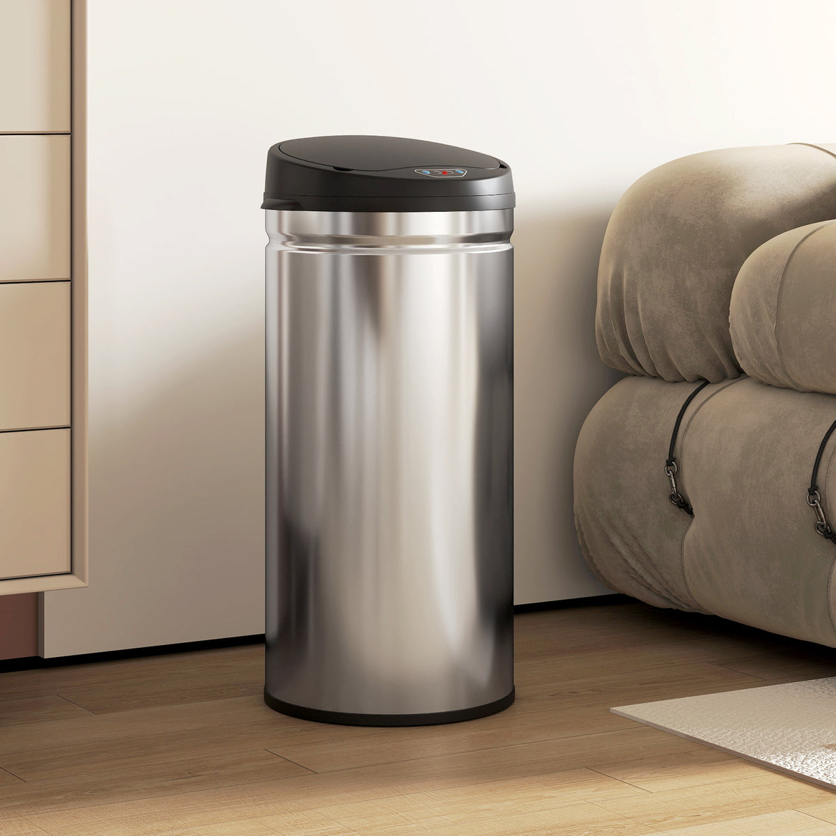 HOMCOM 42 Liter Sensor-Mülleimer mit Soft-Close-Funktion, berührungsfreier Abfalleimer aus Edelstahl für – Produktabbildung 2
