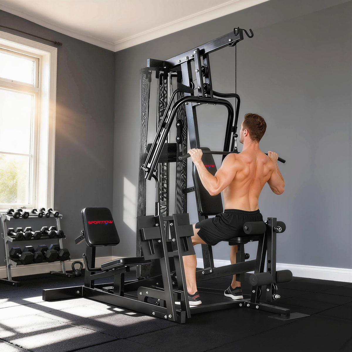 Kraftstation Fitnessstation mit Latzug Butterflystange 65kg Gewichten Seil bis zu 120kg – Produktabbildung 2