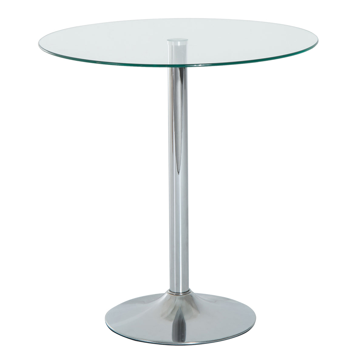 HOMCOM Runder Esstisch mit Glastischplatte, Metallgestell, Silberfarben