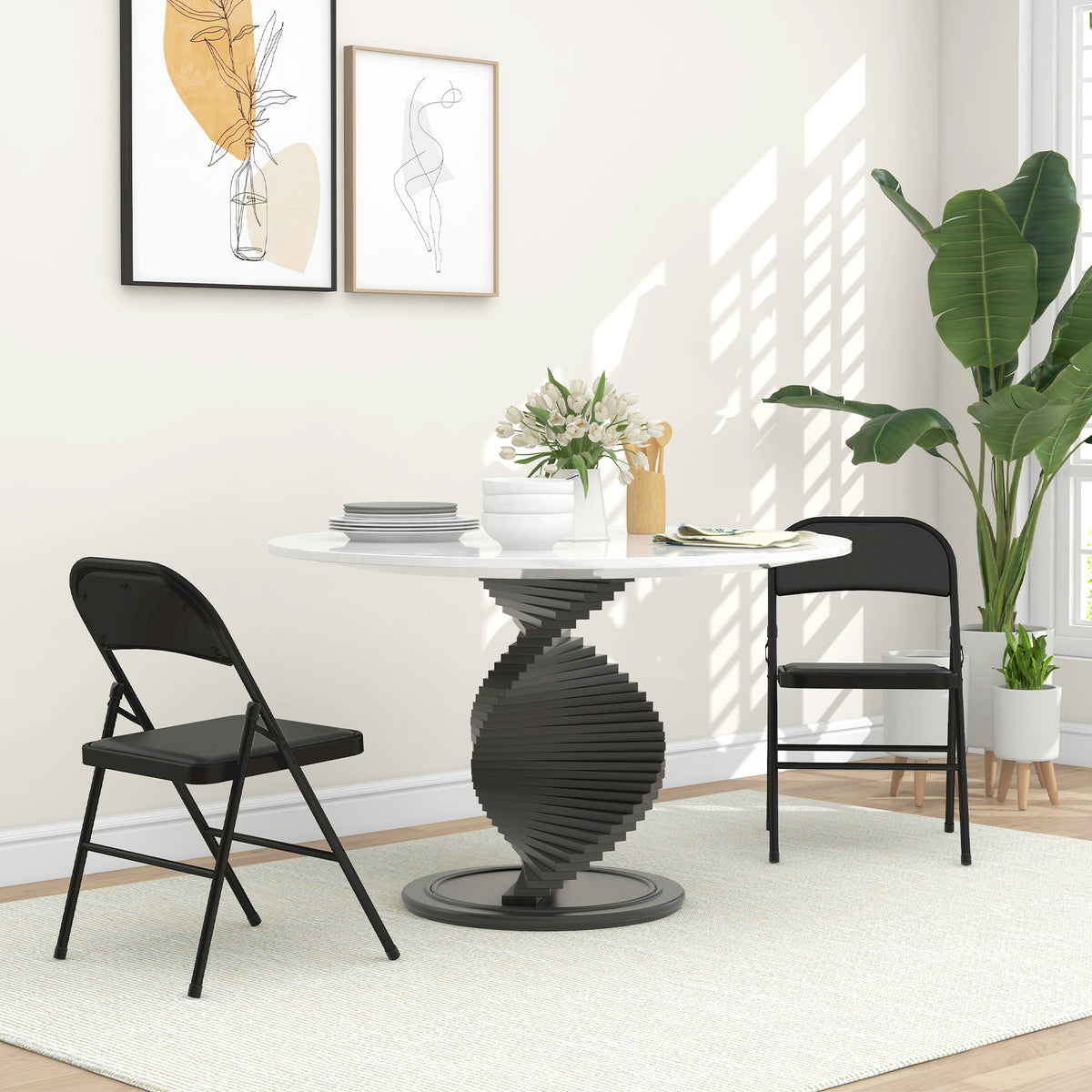 HOMCOM 2er-Set Klappstühle, Tragbare Bürostühle, Metallbeine, Faltstuhl für Büro, Empfang, Wartezimmer – Produktabbildung 2