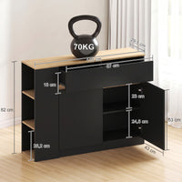 HOMCOM Sideboard, Buffet, großes Schrankfach, 3-stufiges Regal, Schublade, schwarz, 110 x 29,5 x 82cm – Produktabbildung 3